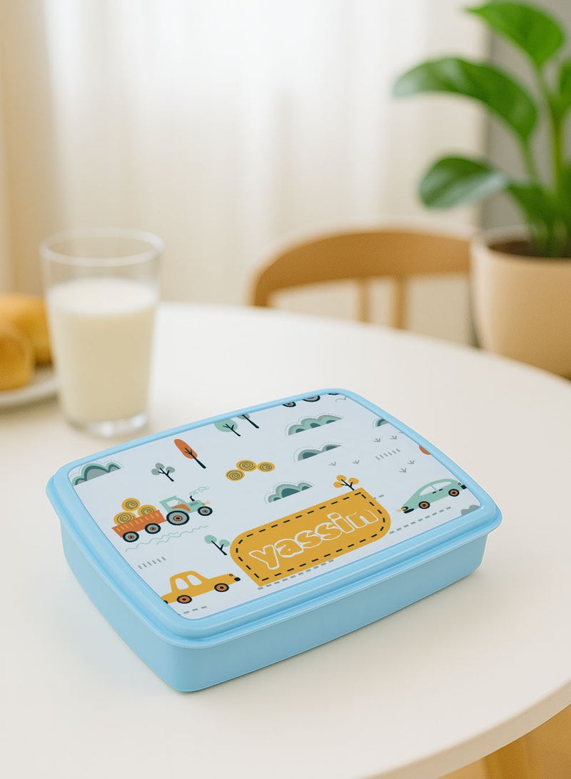 لوحة علبة طعام لانش بوكس باسم قابل للتخصيص مع تصميم سيارات ملونة - Image 4