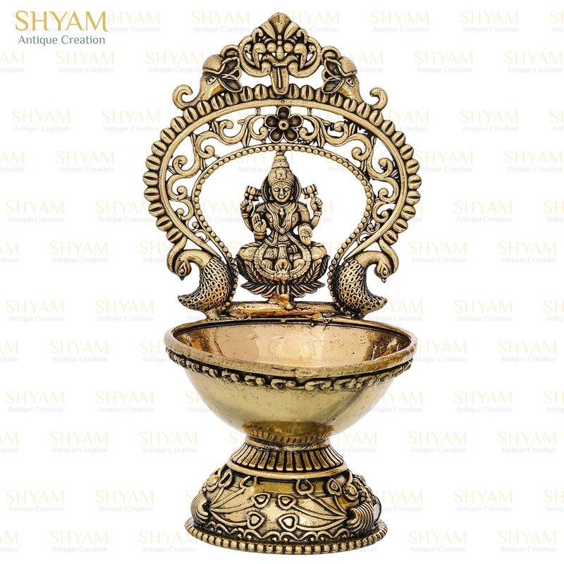 Shyam Antique Creation Maa Laxmi Diya 55 Inch Brass Lakshmi Oil Wick Deepak Deepam for Puja Room Temple Oil Lamp Akhand Jot Diya for Diwali Pooja Home Office Daily Puja  - Image 2