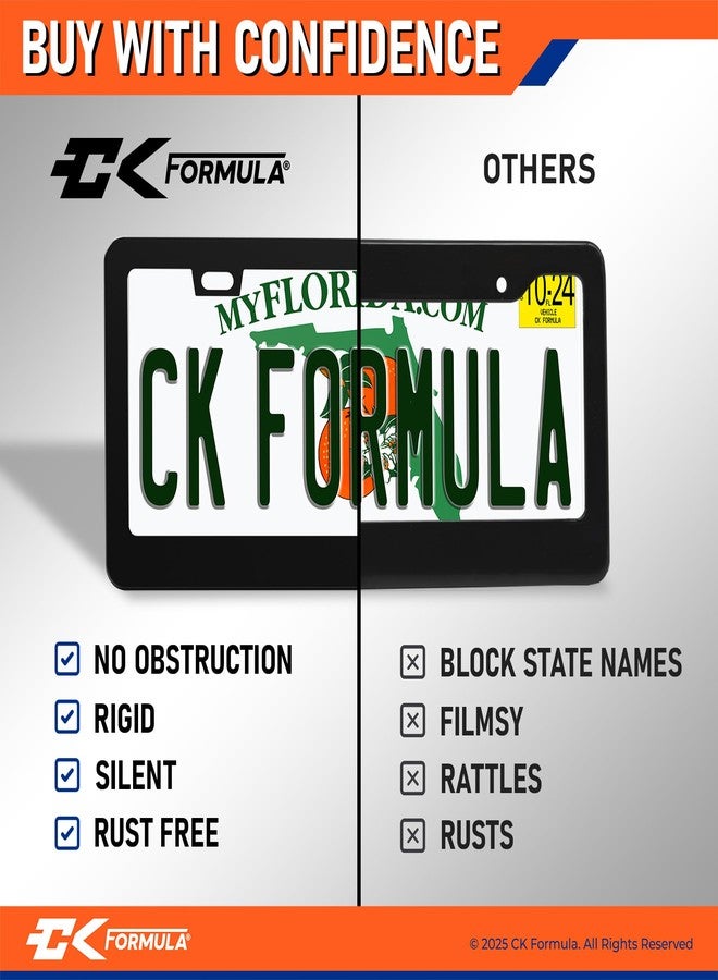 CK Formula Black License Plate Frame, Aluminum Metal, 2 Pre-Drilled Screw Holes with Install Kit, Universal Fit, Car Wash Safe, Weatherproof, 1 Piece - Image 5