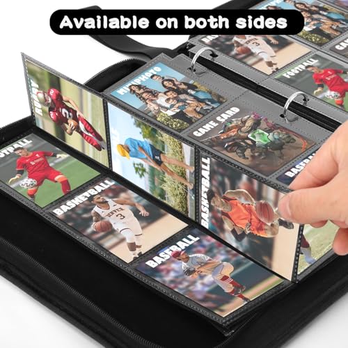 POKONBOY 450 Pockets Trading Baseball Card Sleeves Binder, 25 Pages Double-Sided Protector Sports Card Binder Fit for MTG YU-GI-OH Cards, Football Cards, Game Cards, Standard Sized Cards for 3-Ring Binder - Image 5