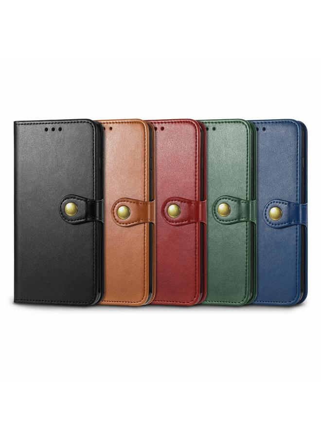 اس-توب جراب لهاتف Samsung Galaxy M32 مصنوع من الجلد بلون سادة مع مشبك وحزام وإطار للصور وفتحة للبطاقات ومحفظة ووظيفة الحامل - Image 5