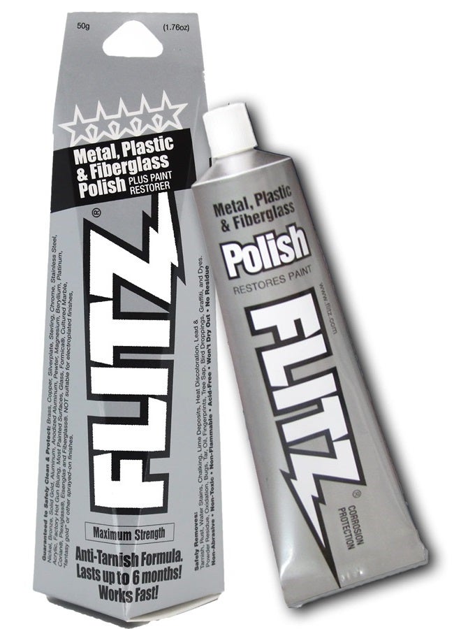 Flitz Metal Polish and Cleaner Paste, Also Works on Plastic, Fiberglass, Aluminum, Jewelry, Sterling Silver - Headlight Restoration and Rust Remover - Made in the USA - 1.76 OZ - Image 1