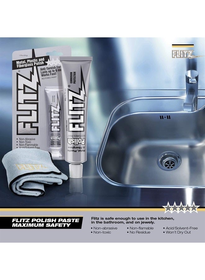 Flitz Metal Polish and Cleaner Paste, Also Works on Plastic, Fiberglass, Aluminum, Jewelry, Sterling Silver - Headlight Restoration and Rust Remover - Made in the USA - 1.76 OZ - Image 5