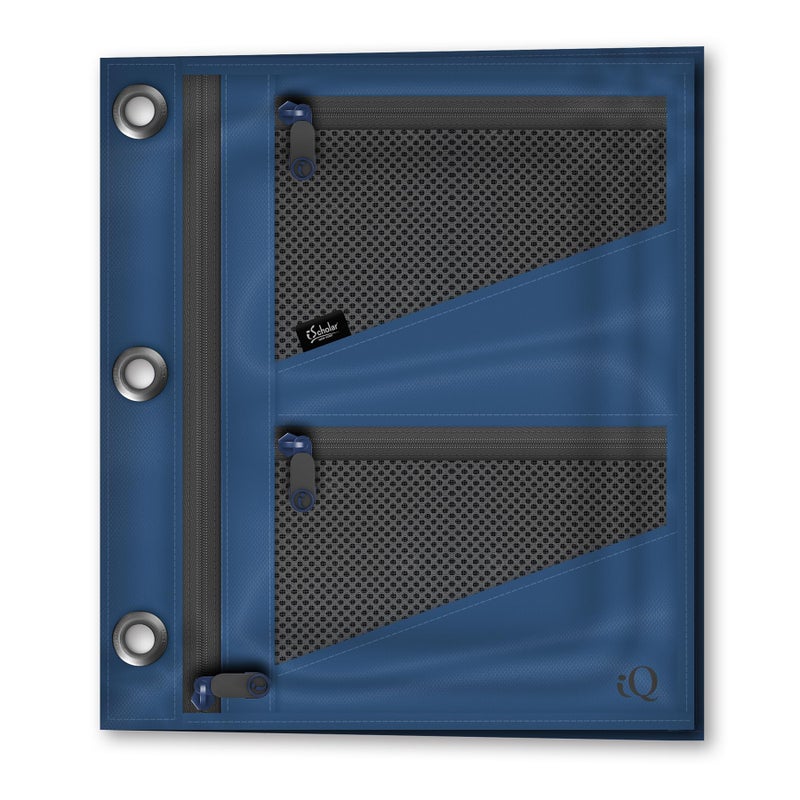 iScholar iQ+ Jumbo Expandable Pencil Pouch, 3 Pockets, Dark Blue (55035-DB) - Image 4