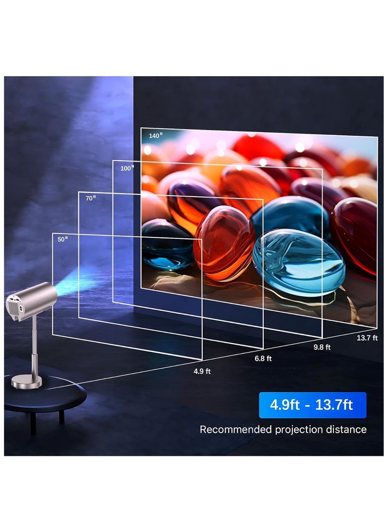 Onetech - Onetech 4K Smart Projector | 500 ANSI Lumens | WiFi & Bluetooth | 1080P HD Home Theater | 150” Display | HDMI, USB, Android TV, Built-in Speaker | Portable Mini Projector - Image 1