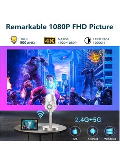 Onetech Onetech 4K Smart Projector | 500 ANSI Lumens | WiFi & Bluetooth | 1080P HD Home Theater | 150” Display | HDMI, USB, Android TV, Built-in Speaker | Portable Mini Projector  - Image 5