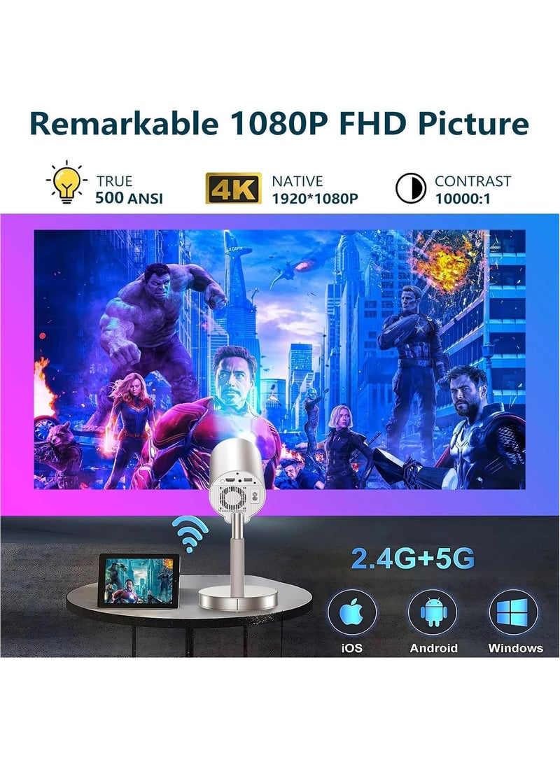 Onetech - Onetech 4K Smart Projector | 500 ANSI Lumens | WiFi & Bluetooth | 1080P HD Home Theater | 150” Display | HDMI, USB, Android TV, Built-in Speaker | Portable Mini Projector - Image 1