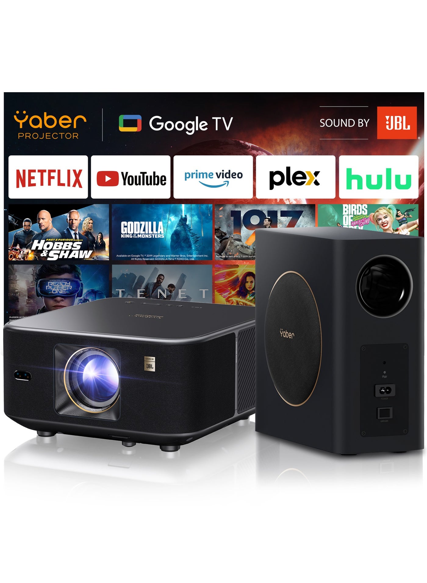 Yaber Yaber K3 4K 1600 ANSI Lumens Video Projector with JBL Sound