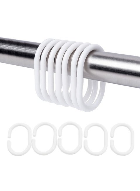 12pcs White Plastic Curtain Rings Hooks For Bathroom Shower Window Rod