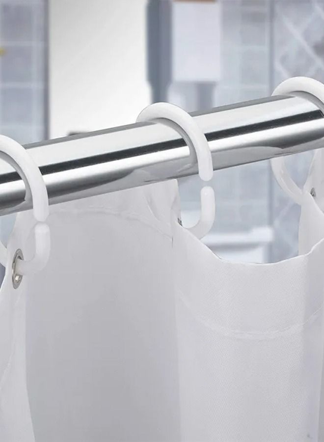 12pcs White Plastic Curtain Rings Hooks For Bathroom Shower Window Rod