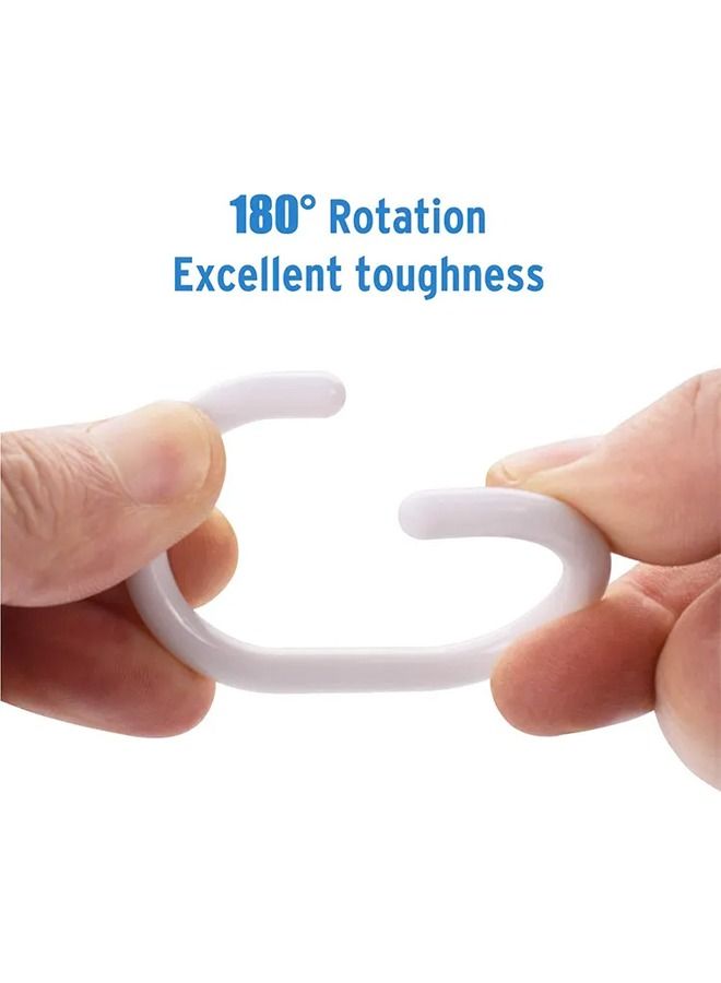 12pcs White Plastic Curtain Rings Hooks For Bathroom Shower Window Rod