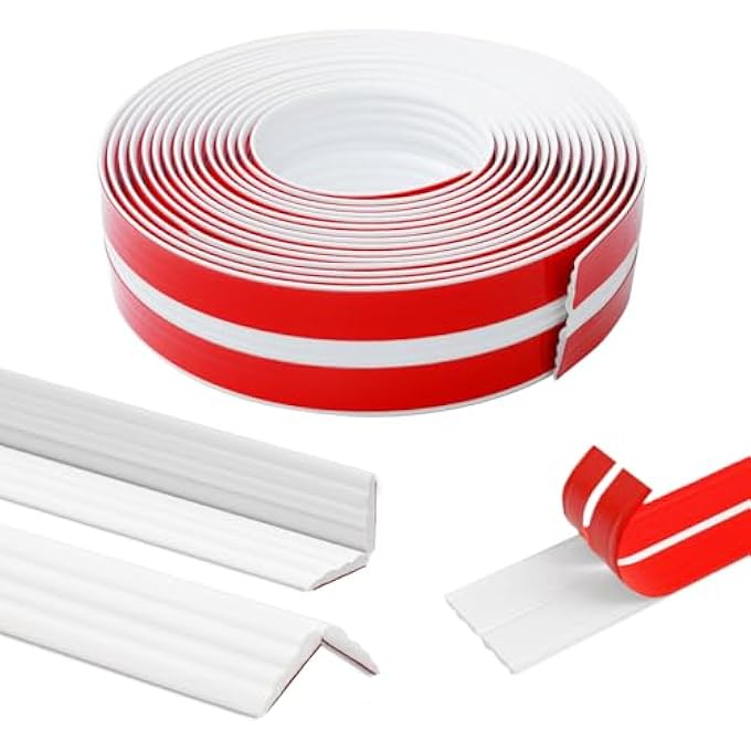 WALL CORNER PROTECTOR 2.3INX22FT,PEEL AND STICK CORNER TRIM,FLEXIBLE INSIDE & OUTSIDE CORNER MOLDING TRIM CAULK STRIP,SELF ADHESIVE CORNER GUARD FOR WALL EDGE CORNER, CEILING, COUNTERTOP - Image 1