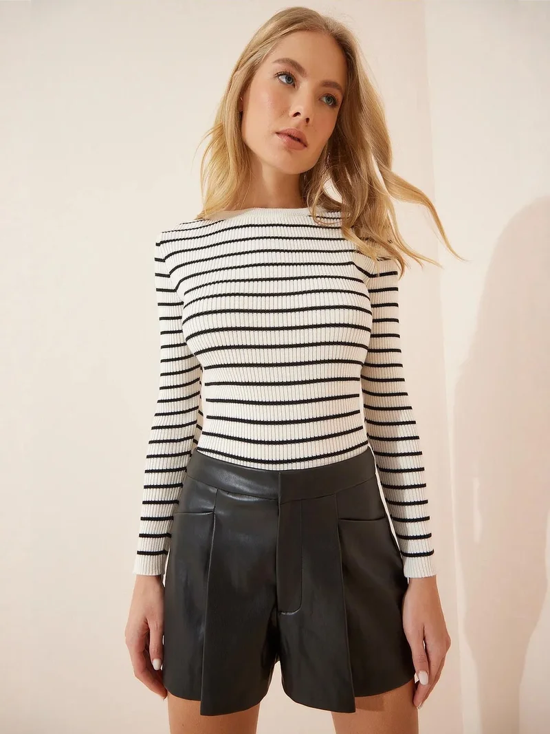 إسطنبول الساحرة ISTANBUL Striped Crew Neck Knit Sweater