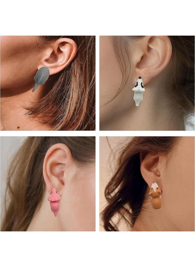 5 أزواج من أقراط الأذن اللطيفة على شكل عضات حيوانات - طين بوليمر ثلاثي الأبعاد عصري للفتيات والنساء - زينة أقراط بسيطة من طين البوليمر الكرتوني - إكسسوارات هدايا إبداعية - Image 5