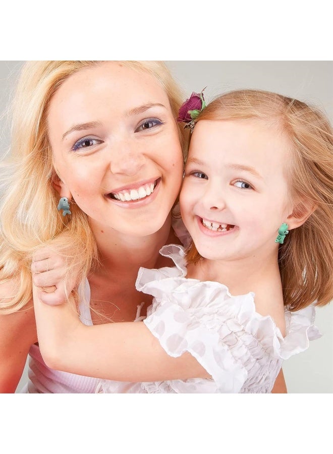 5 أزواج من أقراط الأذن اللطيفة على شكل عضات حيوانات - طين بوليمر ثلاثي الأبعاد عصري للفتيات والنساء - زينة أقراط بسيطة من طين البوليمر الكرتوني - إكسسوارات هدايا إبداعية - Image 3