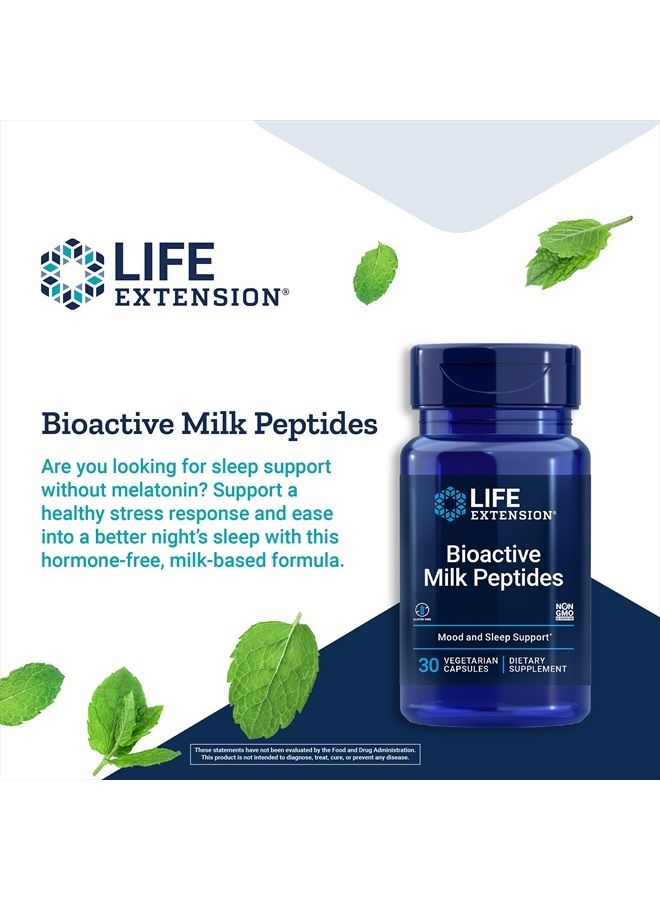 Life Extension Bioactive Milk Peptides – Promotes Relaxation & Healthy Sleep – Gluten-Free, Non-GMO – 30 Vegetarian Capsules - Image 3