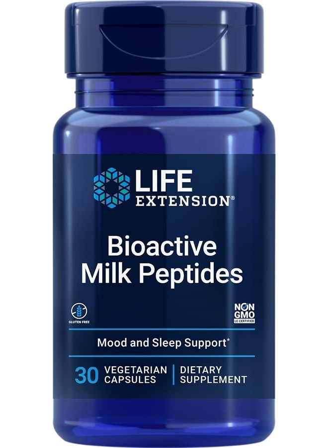 Life Extension Bioactive Milk Peptides – Promotes Relaxation & Healthy Sleep – Gluten-Free, Non-GMO – 30 Vegetarian Capsules - Image 1