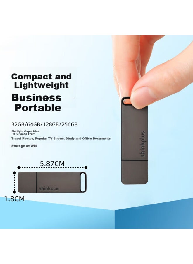 Thinkplus Lenovo 64Gb Usb Flash Drive, Usb3.1, Office And Business, Mini Portable Metal Flash Drive, Red, Tu100 Series - Image 1