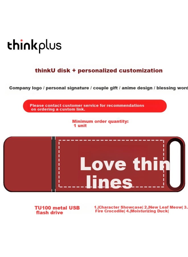 Thinkplus Lenovo 64Gb Usb Flash Drive, Usb3.1, Office And Business, Mini Portable Metal Flash Drive, Red, Tu100 Series - Image 4