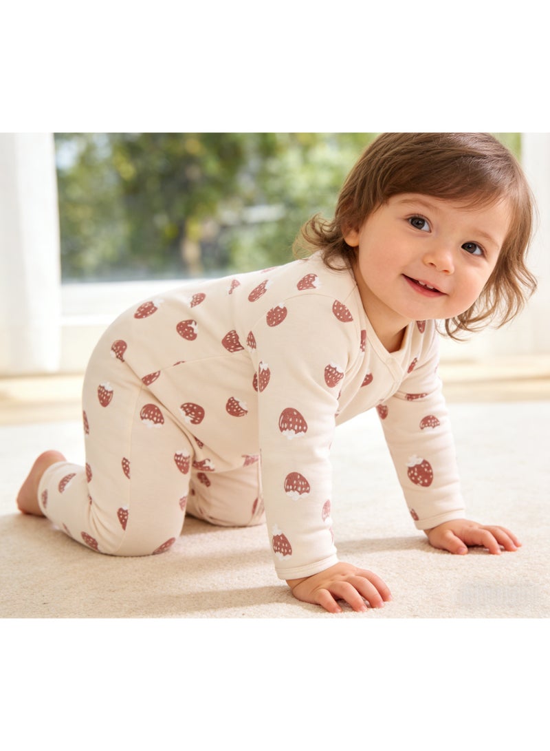 Kiddiezoom طقم ملابس أطفال مكون من 3 قطع، بأكمام طويلة، مصنوع من القطن الخالص 100%، مطبوع عليه سحاب، ناعم ومريح، مناسب للأطفال حديثي الولادة والأطفال الصغار (من 0 إلى 12 شهرًا). - Image 3
