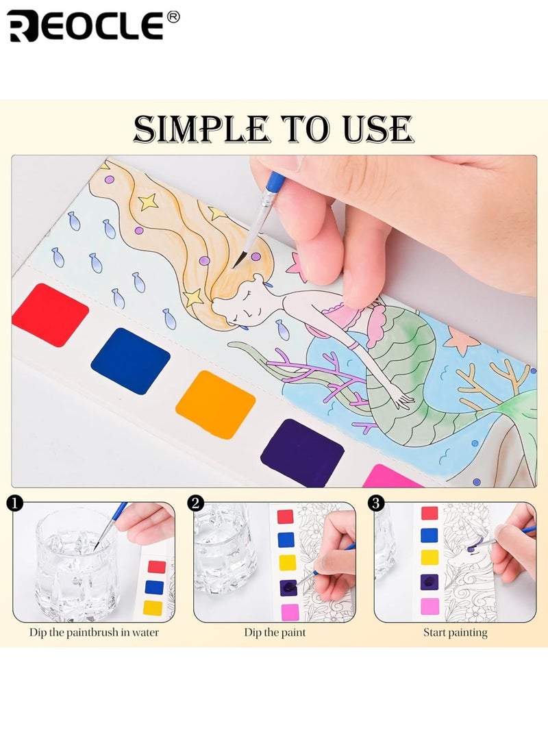 REOCLE 4PCS Kid's Magic Water Coloring Books for Kids Reusable Painting Books with Paints and Brushes Creative Art Activities for Boys and Girls Ages 5-8 Perfect Gift for Birthday Party Favors - Image 3