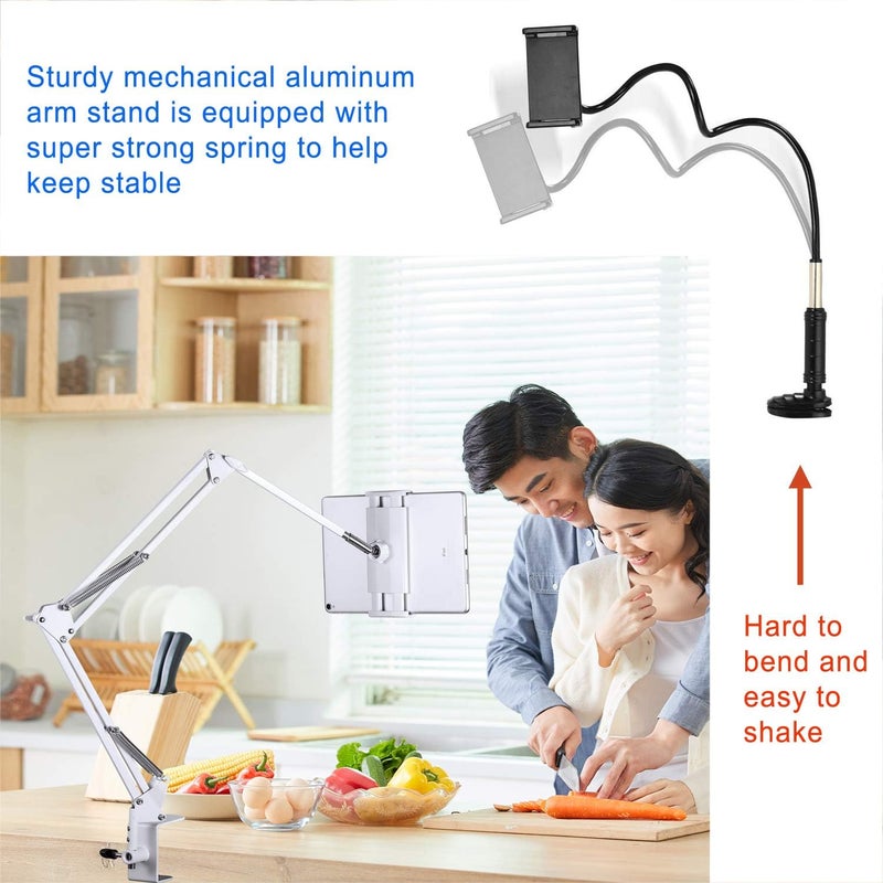 SAMHOUSING Tablet Stand Adjustable,Foldable Tablet Stand for Bed, Aluminum Universal Flexible Tablet Holder with 360 Degree Rotation for iPad/iPhoneX/iPad Pro/N-Switch,or Other 4.5~12.9 Inches Devices (White) - Image 4