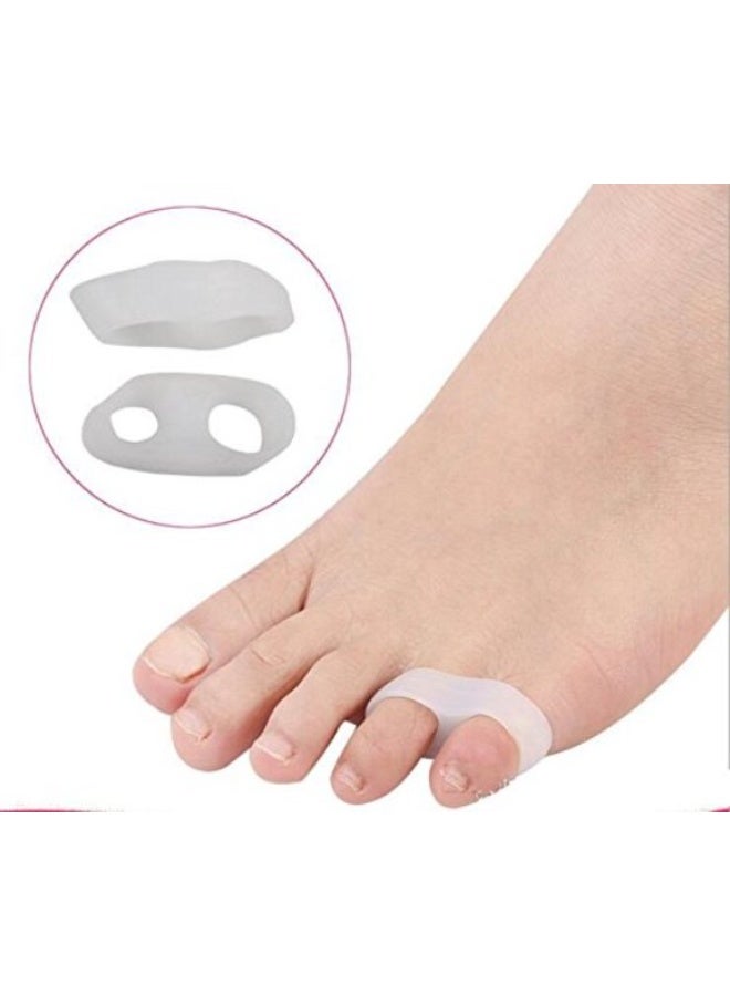 Alexvyan 1 Pair Double Hole Universal Size Silicone Gel Bunion Foot Fingers Separator 1 Pair Orthopedic Protector Valgus Guard Finger Separator For Women Men Boy Girl (Index Finger Seperator) - Image 1