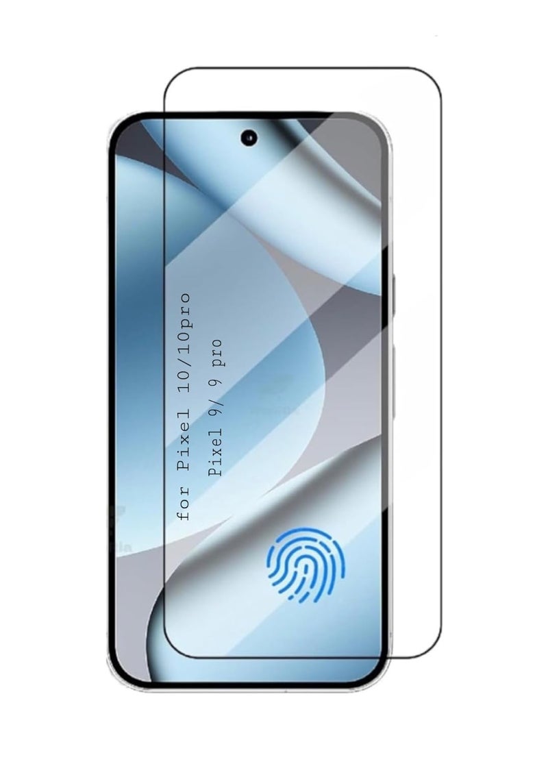ANDYGLASSES Tempered Glass Screen Protector Compatible with Google Pixel 9/9 Pro/Pixel 10/10 Pro (Black) with Edge to Edge Coverage (Ultrasonic Fingerprint Working) and Easy Installation kit - Image 1