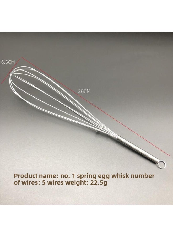 Generic Stainless Steel Wire Manual Egg Beater Spring Handle Mini Egg Gadget Kitchen Gadget Baking Milk Bubble Beating-Color:201 Stainless Steel 28cm  - Image 1