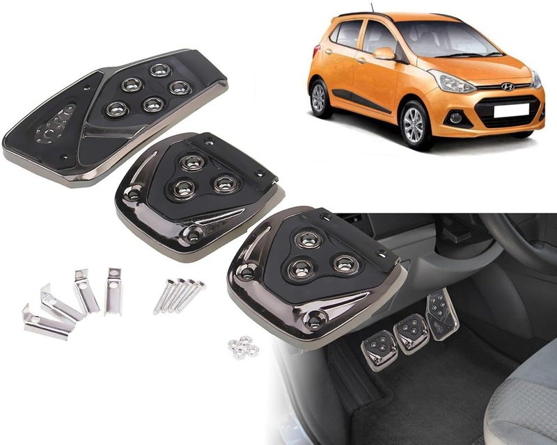 Selifaur 3 Pcs Black Non-Slip Manual Car Pedals kit Pad Covers Set for Hyundai I10 Grand - Image 1