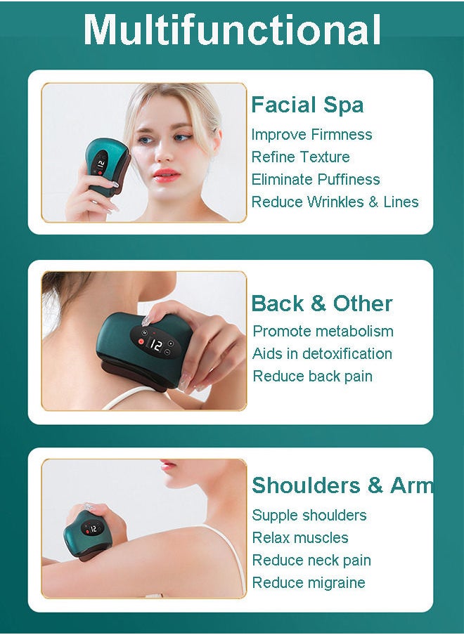 Generic - Rechargeable Electric Gua Sha Massager Scraping Tool with 12-Level Vibration for Face Sculpting Anti-Aging Neck Back Full Body Relaxation Puffiness Reduction - Image 1