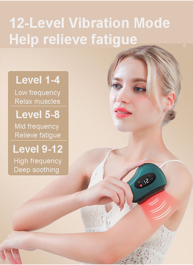 Generic - Rechargeable Electric Gua Sha Massager Scraping Tool with 12-Level Vibration for Face Sculpting Anti-Aging Neck Back Full Body Relaxation Puffiness Reduction - Image 1