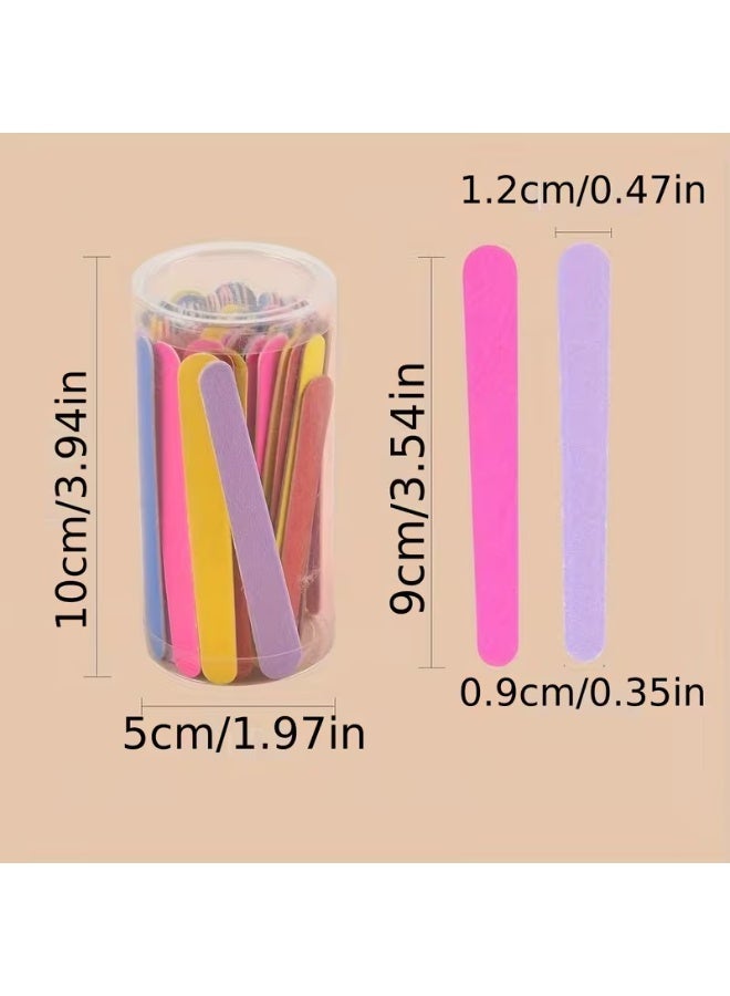 Rozino 50 Pcs Colorful Double-Sided Wooden Nail Files, 120 Grit Disposable Nail Filers in Barrel - Image 5