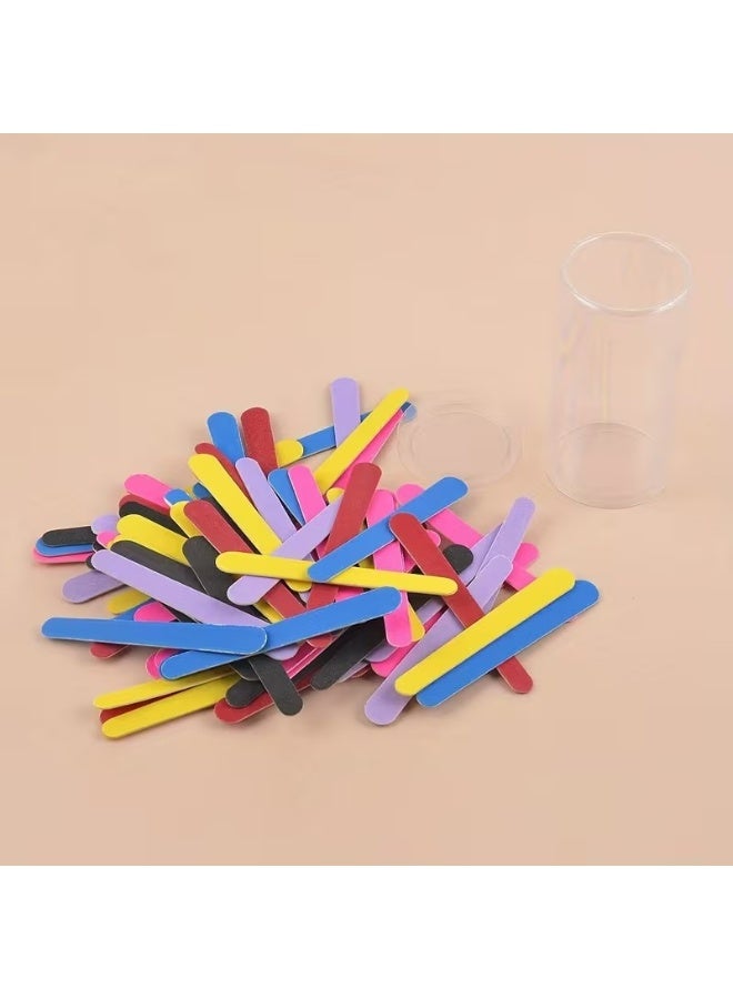 Rozino 50 Pcs Colorful Double-Sided Wooden Nail Files, 120 Grit Disposable Nail Filers in Barrel - Image 3