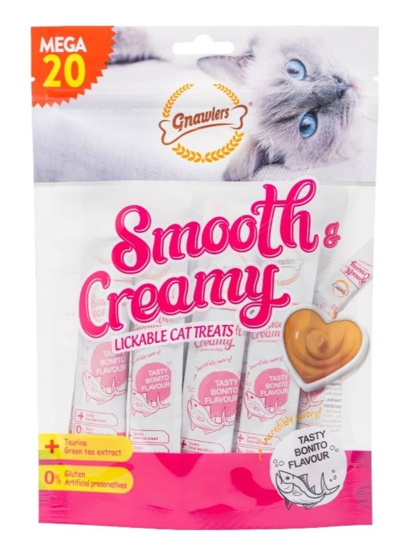 Gnawlers - Gnawlers Smooth & Creamy Lickable Cat Treats (20pcsx15g) Bonito Flavour - Image 1