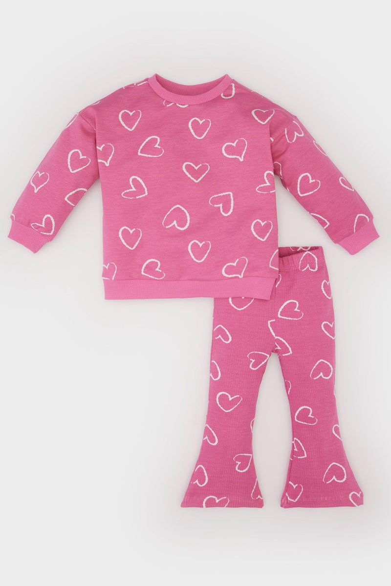DeFacto Baby Girl Sweatshirt Flexible Waiste Bottom 2 Piece Set - Image 1