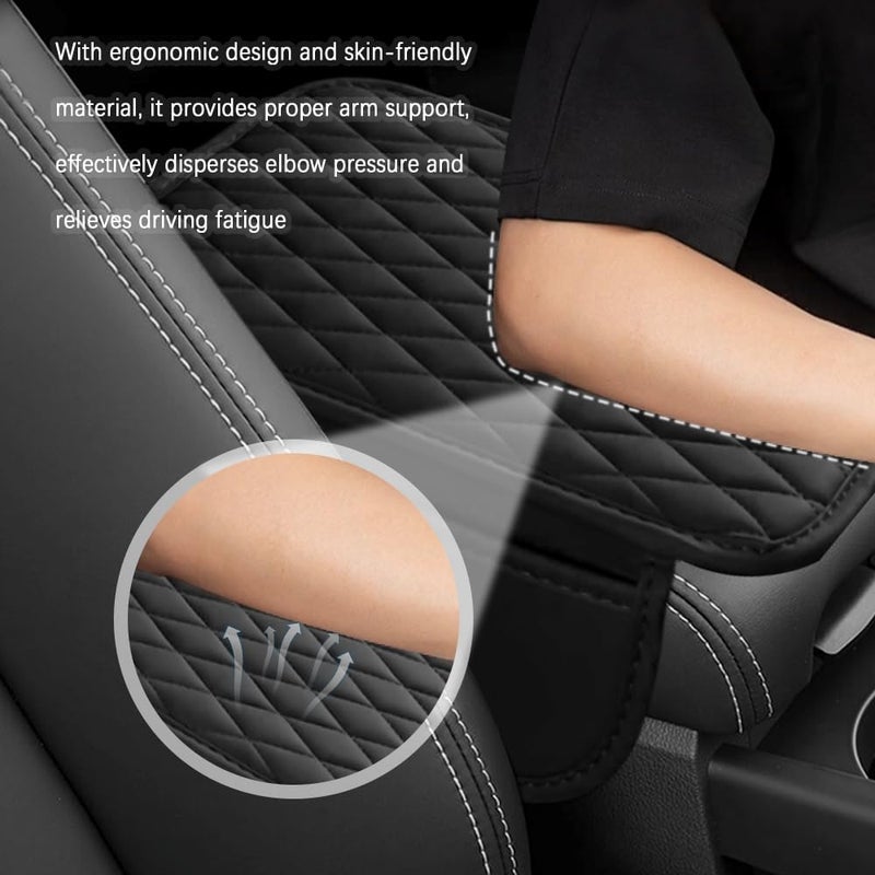 carleef Arm Rest Cover for Car,Leather+Memory Foam Center Console Cover with Storage Bags,Universal Middle Console Cover Car Accessories Interior for Most Cars Center Consoles (Orange) - Image 5