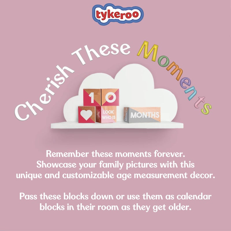 Tykeroo Baby Monthly Milestone Blocks â€” Cute Nursery Decor â€” Lovely Newborn Photography Props â€” Baby Shower Gifts (Pink & Gray) - Image 2