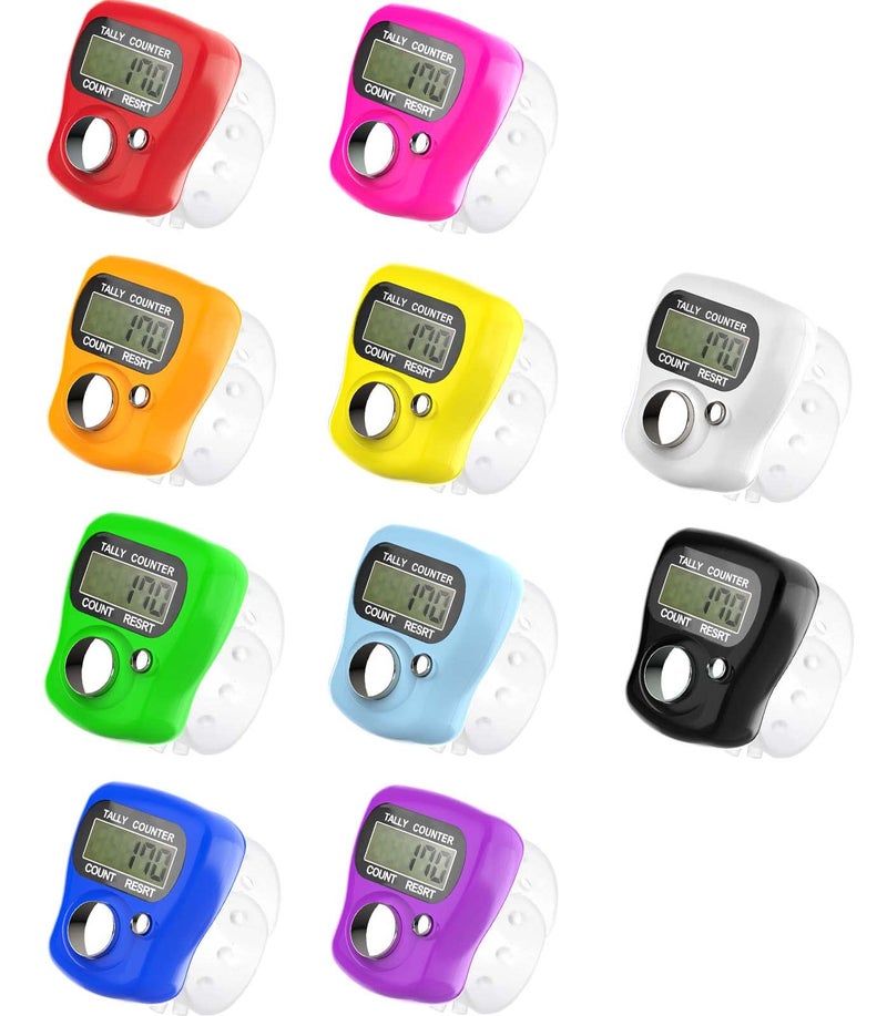 KTRIO Pack of 10 Colors Electronic Finger Counter, Mini LCD Digital Display Tally Counter 5-Digit Number Count Clicker, Counters Clickers for Knitting, Crochet, Coaching, Lap, Golf, Toddler & Fidget - Image 1