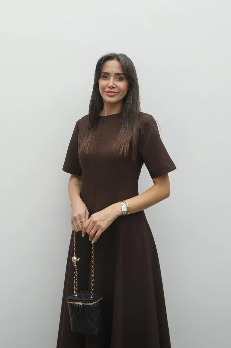 Havoş Brown Maxi Flounce Dress