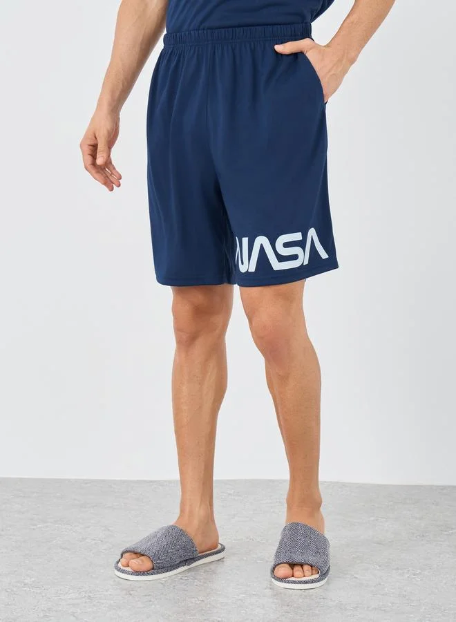 Styli Styli Front and Back NASA Slogan Print T-Shirt and Shorts Set