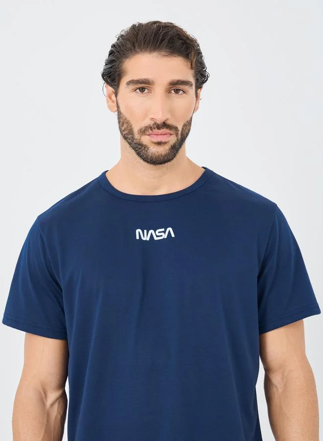 Styli Styli Front and Back NASA Slogan Print T-Shirt and Shorts Set