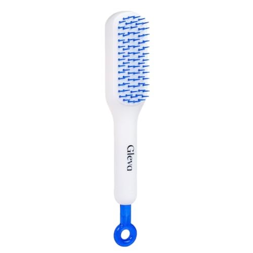 Gleva Self Cleaning Detangling & Styling Brush, Anti Static Massage Comb, Hair Comb for Men & Women, Plastic (White) - Image 2