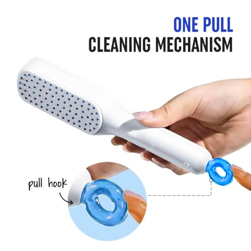 Gleva Self Cleaning Detangling & Styling Brush, Anti Static Massage Comb, Hair Comb for Men & Women, Plastic (White) - Image 5