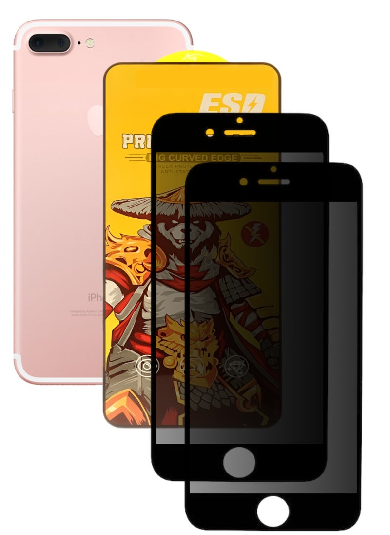 ESD 2 Pieces Tempered Dustproof Privacy Glass Screen Protector Compatible For iPhone 7 Plus - Image 1