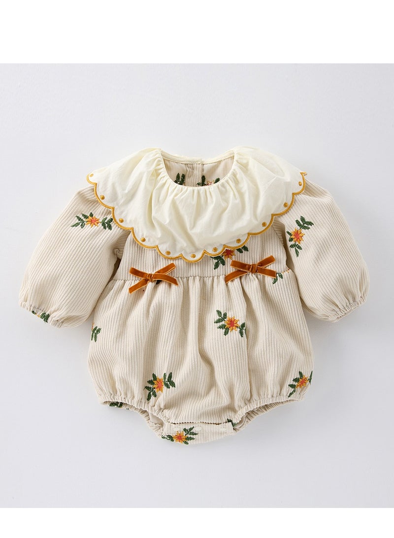 Baby Doll Collar Embroidered Baby Long Sleeved Bag Fart Jacket Stylish Jumpsuit For Outdoor Climbing - Image 1