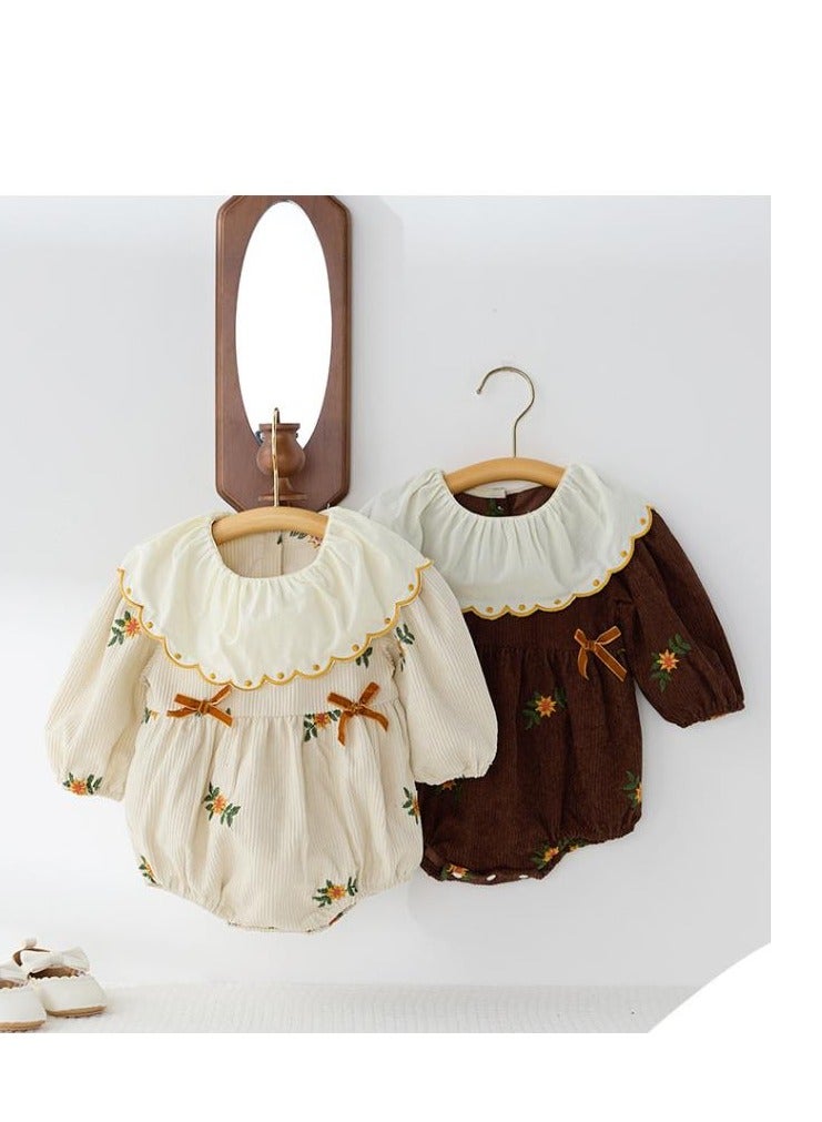 Baby Doll Collar Embroidered Baby Long Sleeved Bag Fart Jacket Stylish Jumpsuit For Outdoor Climbing - Image 3