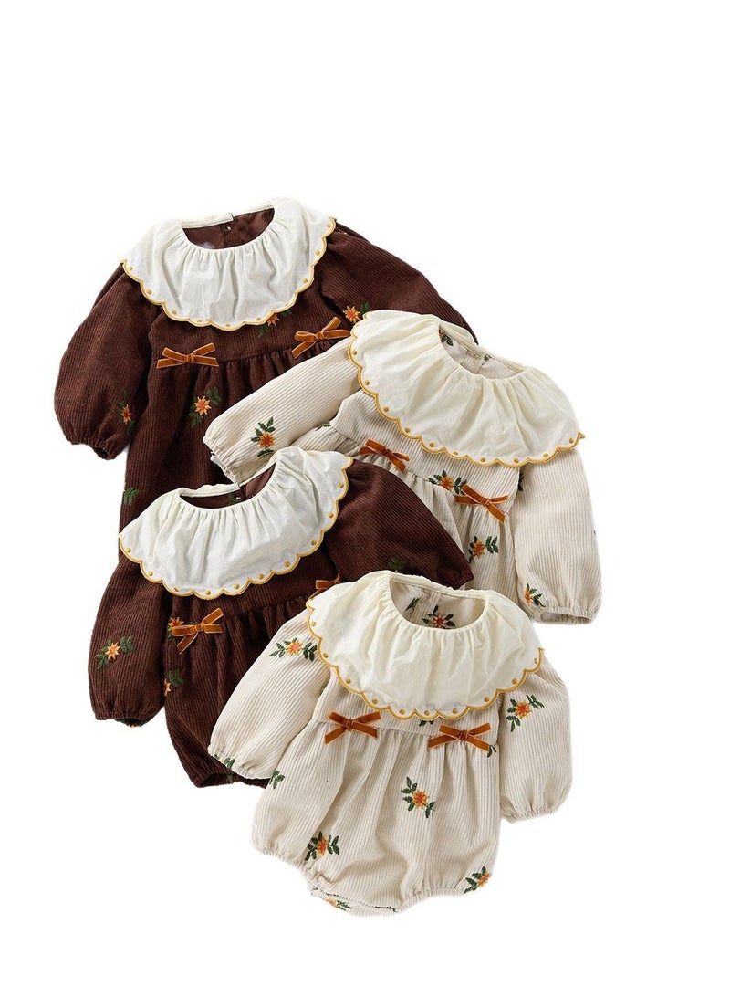 Baby Doll Collar Embroidered Baby Long Sleeved Bag Fart Jacket Stylish Jumpsuit For Outdoor Climbing - Image 4