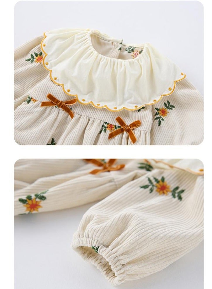 Baby Doll Collar Embroidered Baby Long Sleeved Bag Fart Jacket Stylish Jumpsuit For Outdoor Climbing - Image 5