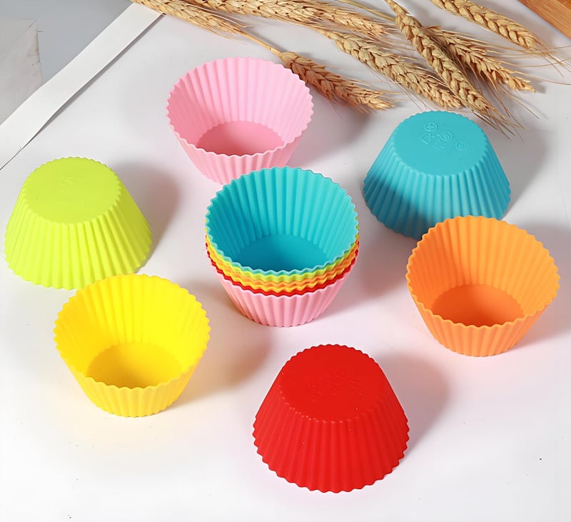 Prefer Green Baking Cups 24 Pack, Multi-color Reusable Silicone Cupcake Liners, Non-stick and Flexible Muffin Pans for Baking, Easy To Clean Cupcake Molds - Image 2